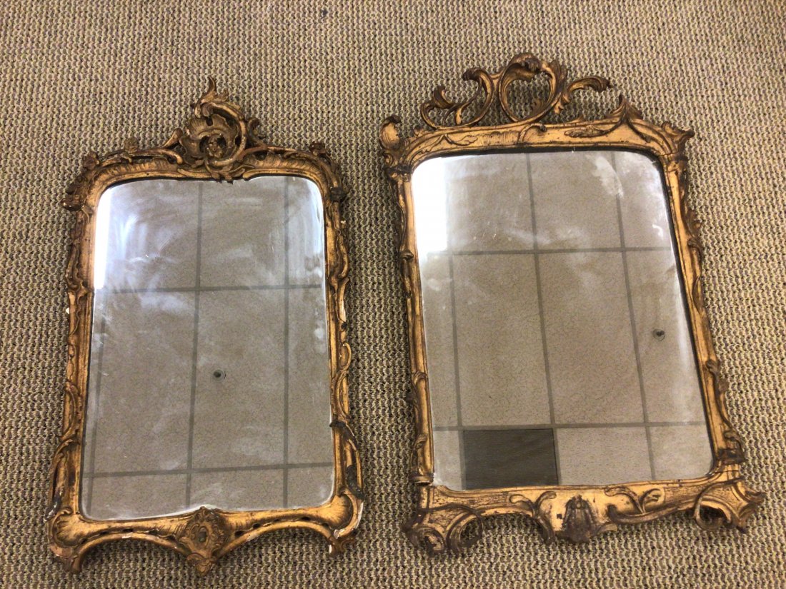 Pair similar Louis XV Gilt Wood Mirrors: Similar Louis XV style mirrors from the estate of Ray Winfield Smith, Egyptologist.