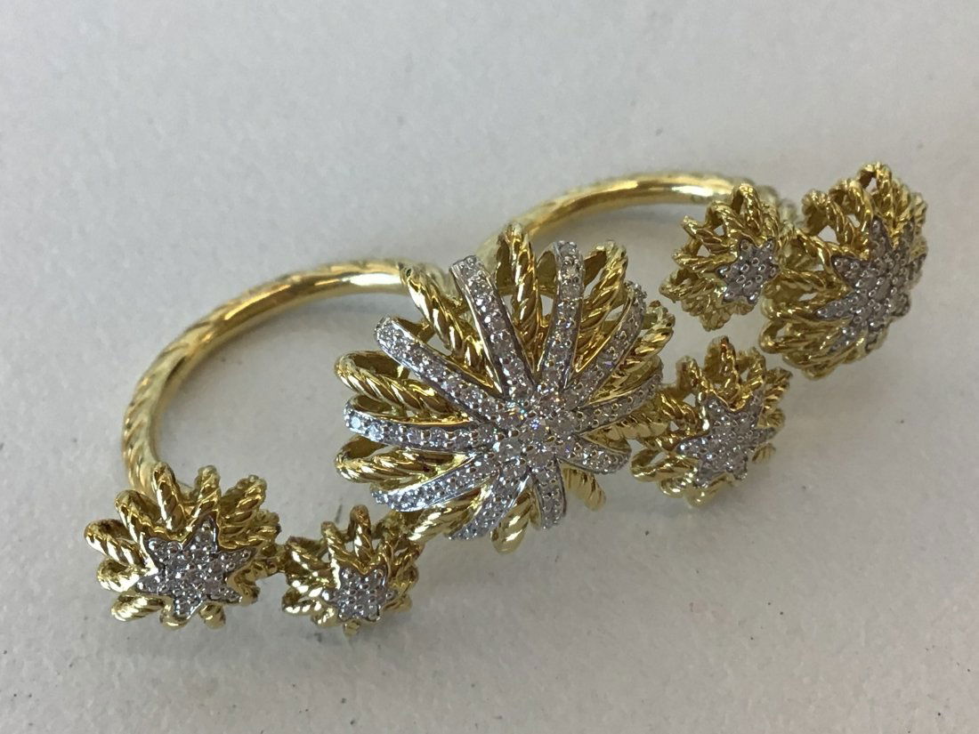 David Yurman Starburst 18k Gold Diamond Two Finger Ring (1 of 2)