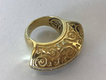 Carrera y Carrera 18K Diamond Ring: Matches lot 13. Pierced and channel set with Diamonds. Size 6.5