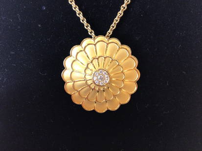 Carrera y Carrera 18K Nautilus Diamond Necklace: Nautilus Medallion is 1.5" Round. Chain is 28”. Both signed and stamped by maker.