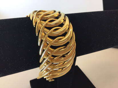 Verdura 18K Gold Double Crescent Bracelet: Inside measurement is 2" closed