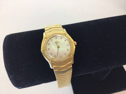 Ebel 18K Gold Diamond Watch: Swiss made; inside measurement 2"