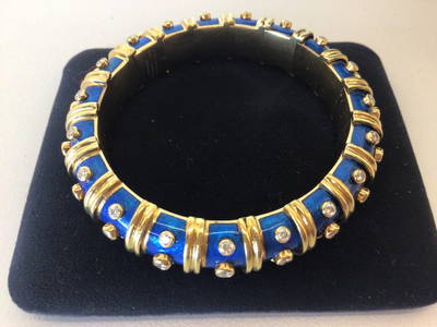 Tiffany & Co. Schlumberger 18K Diamond Enamel Bangle