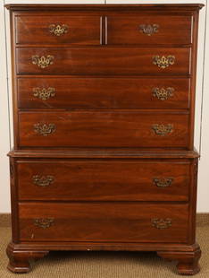 Ethan Allen Georgian Style Tall Chest: 2 over 5 drawer on casters