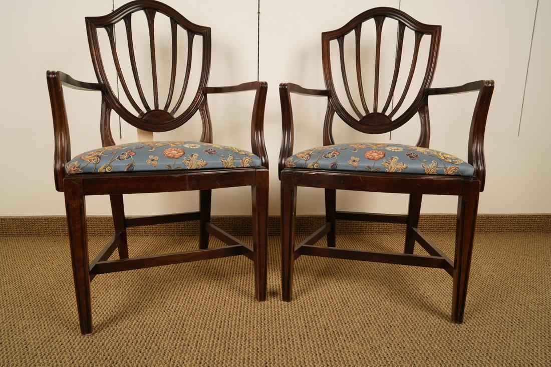 Pair Federal Style Shield Back Arm Chairs (1 of 7)