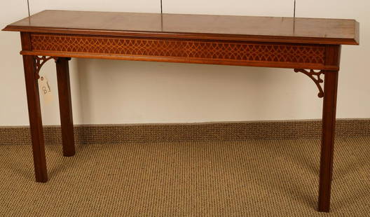 Councill Chippendale Style Sofa Console Table: Fretwork relief on all four sides