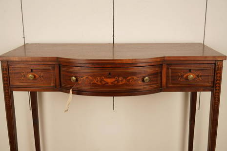 Edwardian Inlaid Mahogany Buffet: Missing top gallery, floral and marquetry