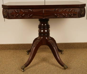 Massachusetts Mahagony Card Table c1820: Likely Boston. Retailed by Sumpter Priddy, III, Alexandria, VA 1999.