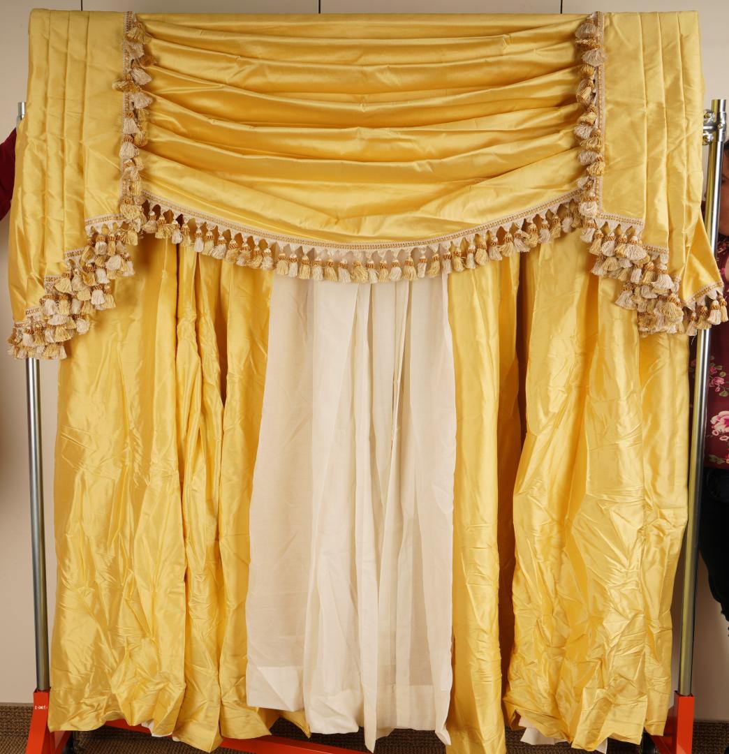 Pair Yellow Silk Curtain Panels and Valance (1 of 4)