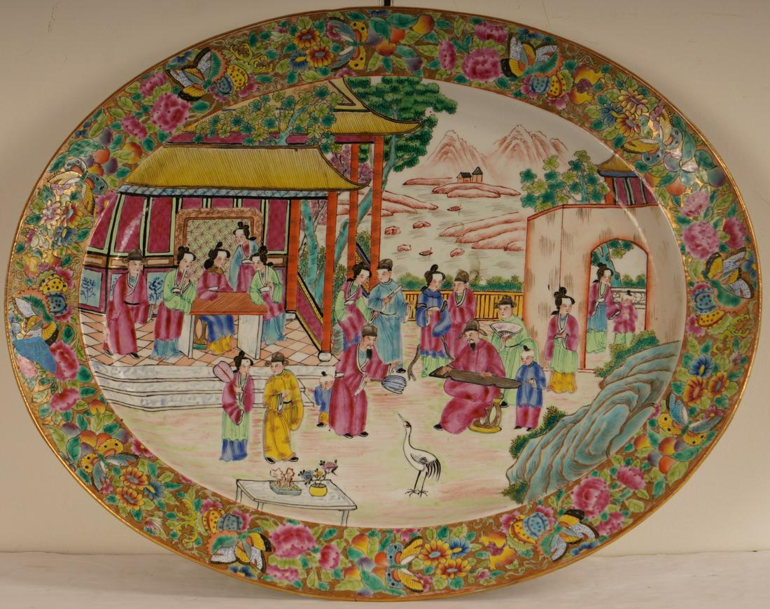 Chinese Export Porcelain Rose Mandarin Platter (1 of 3)
