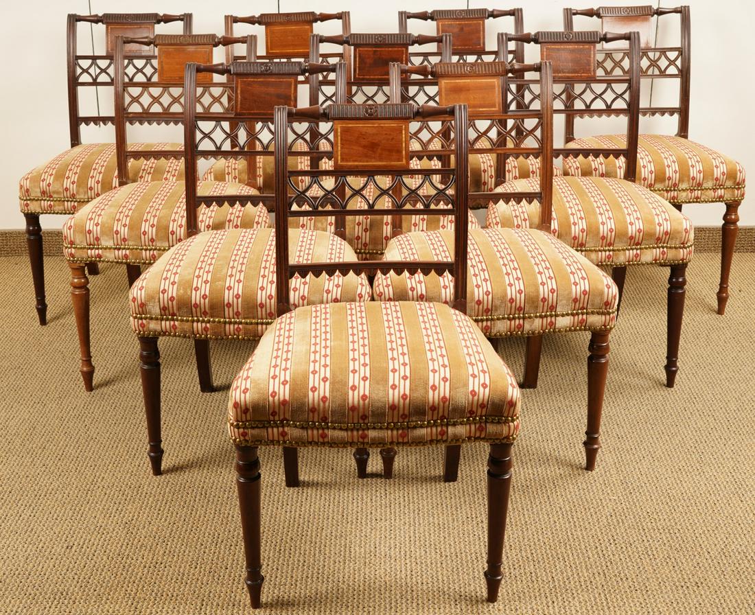 10 English Regency Inlaid Dining Chairs (1 of 5)