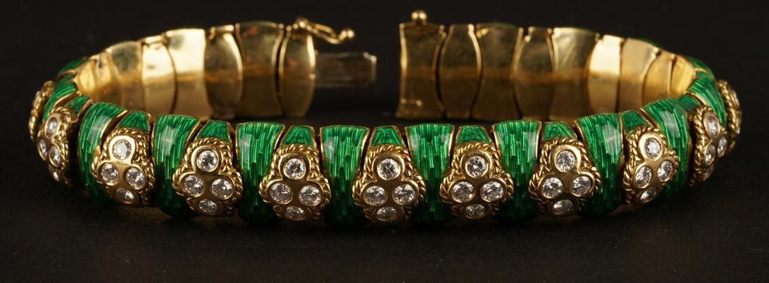 18K Gold Diamond Enamel Bracelet (1 of 6)