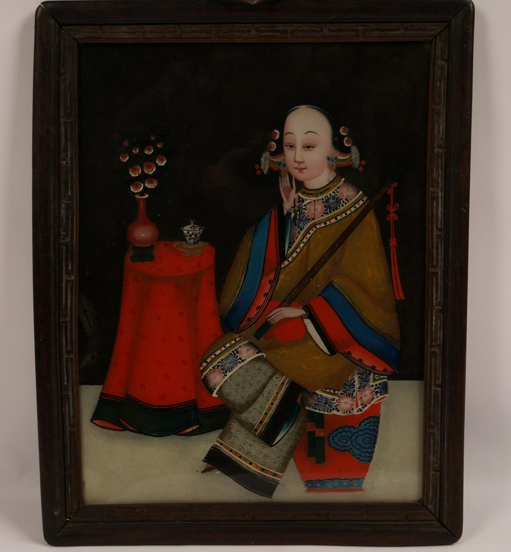 19thC Chinese Export Reverse Painting on Glass (1 of 6)