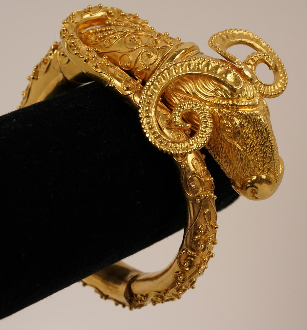 22K Gold Ram Head Bangle 84.5g (1 of 8)