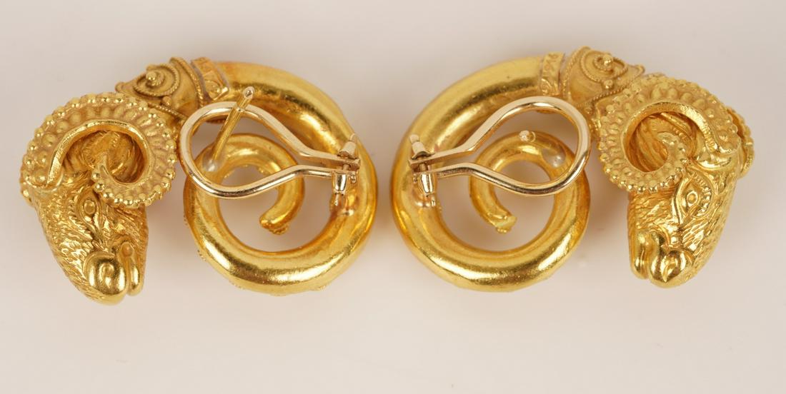 14K Gold Ram Head Earrings 25.1g (1 of 10)