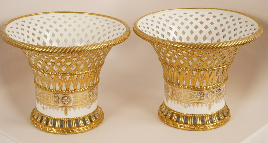 Pair Sèvres Reticulated Porcelain Centerpieces (1 of 7)