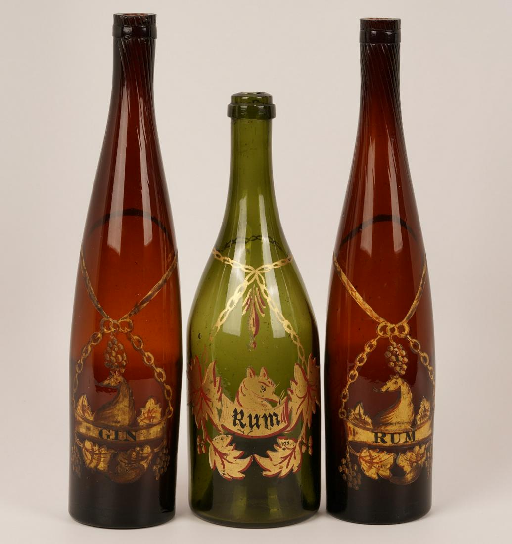 Early French Gilt Decorated Liquor Bottles (1 of 6)