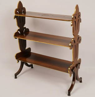 William IV Gilt Rosewood 3-Tier Shelf: 3 graduated shelves between reticulated Fleur-di-Lis supports. Property of Ambassador Stuart Bernstein