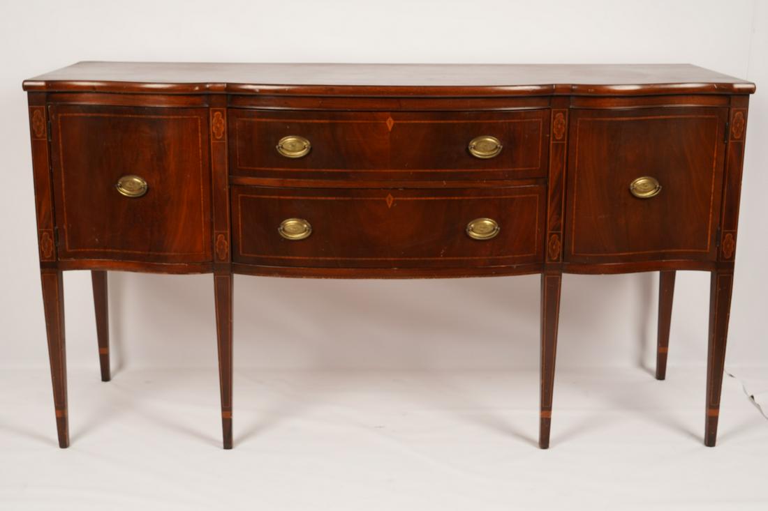 Federal Style Mahogany Sideboard: Typical form with two cabinet doors centering two drawers