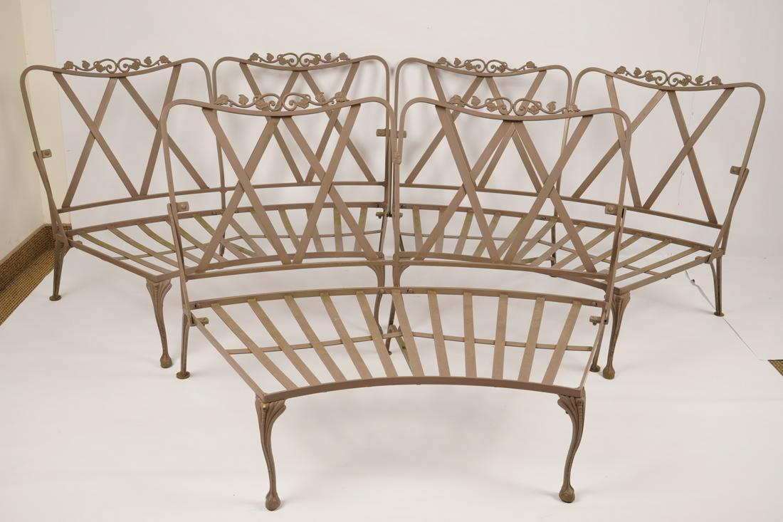 3 Piece Curved Painted Metal Garden Sofa: Includes 3 concave sections that can be used separately or placed together. Woodard style; measurement is for EACH piece