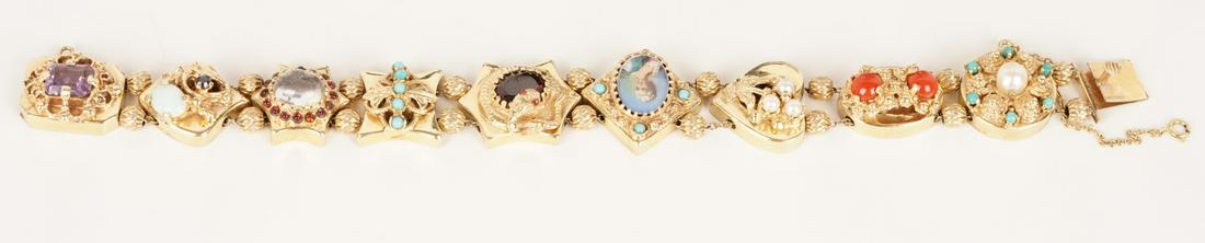 14K Gold Victorian Gem-set Slide Bracelet