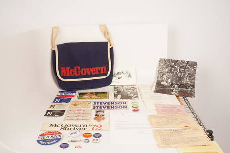 Lot of Kennedy/McGovern Campaign Materials: Includes Kennedy family telegraph to RFK family funeral services; personalized items; Inaugural Ball Costa Rica ticket; U.S. Capitol Parking Permits; 1960 DNC Acceptance Speech Tickets; signed letters