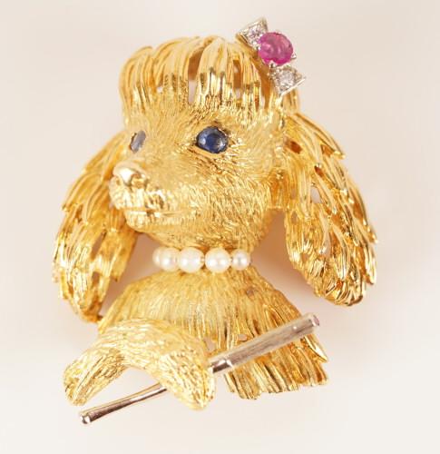 18K Gold Poodle Figural Brooch (1 of 5)