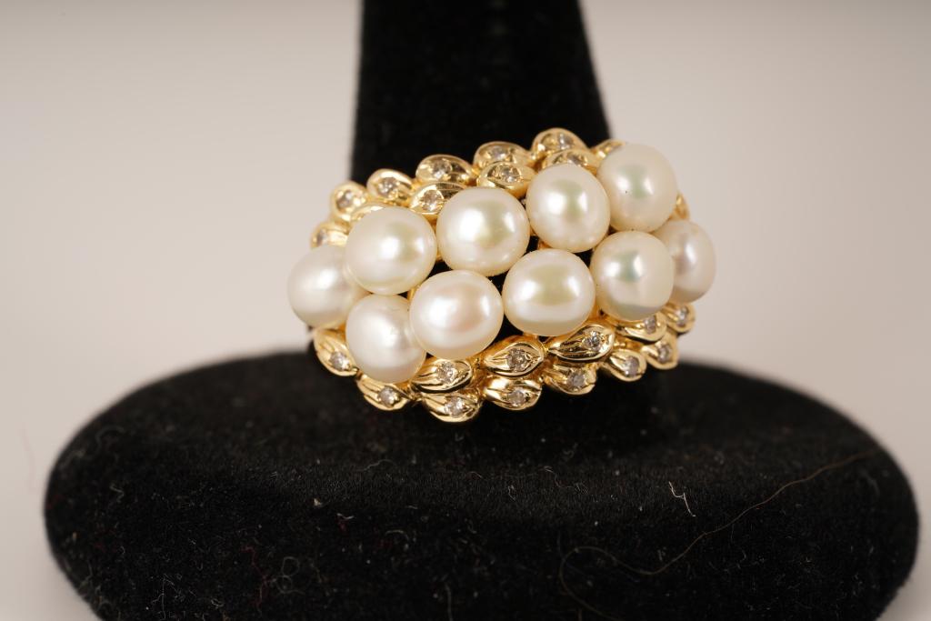 14K Gold Pearl Diamond Ring (1 of 6)
