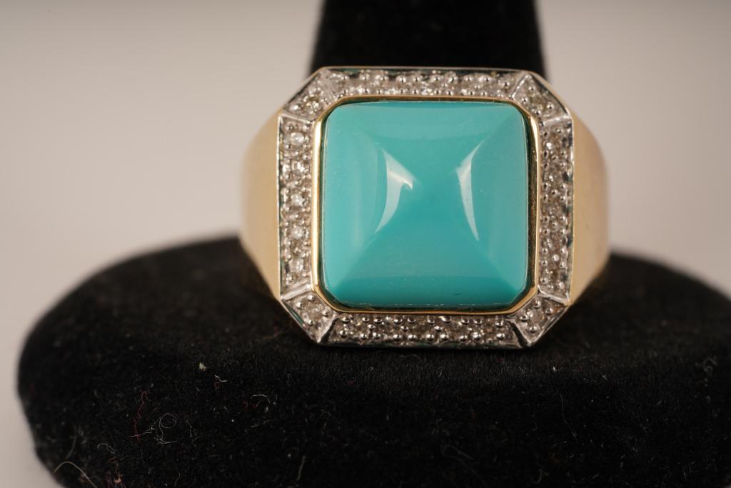 14K Gold Turquoise Diamond Ring (1 of 6)