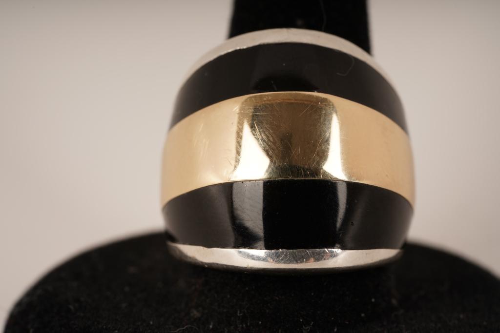 14K Gold Sterling Onyx Ring "Zina" (1 of 6)