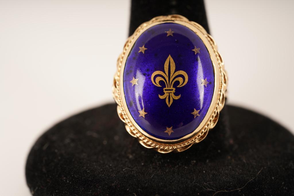 14K Gold Cobalt Enamel Ring (1 of 6)