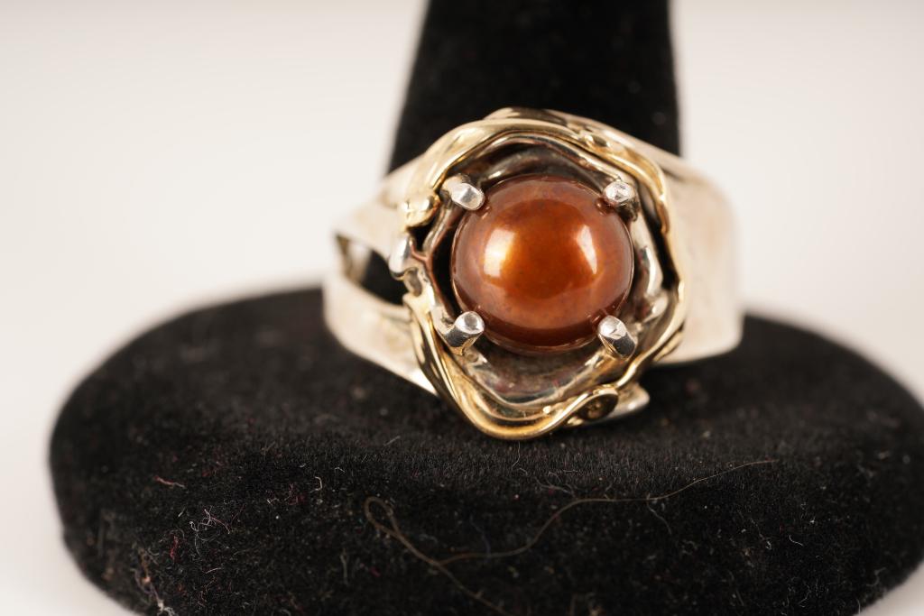 14K and Sterling Bronze Pearl Ring (1 of 6)
