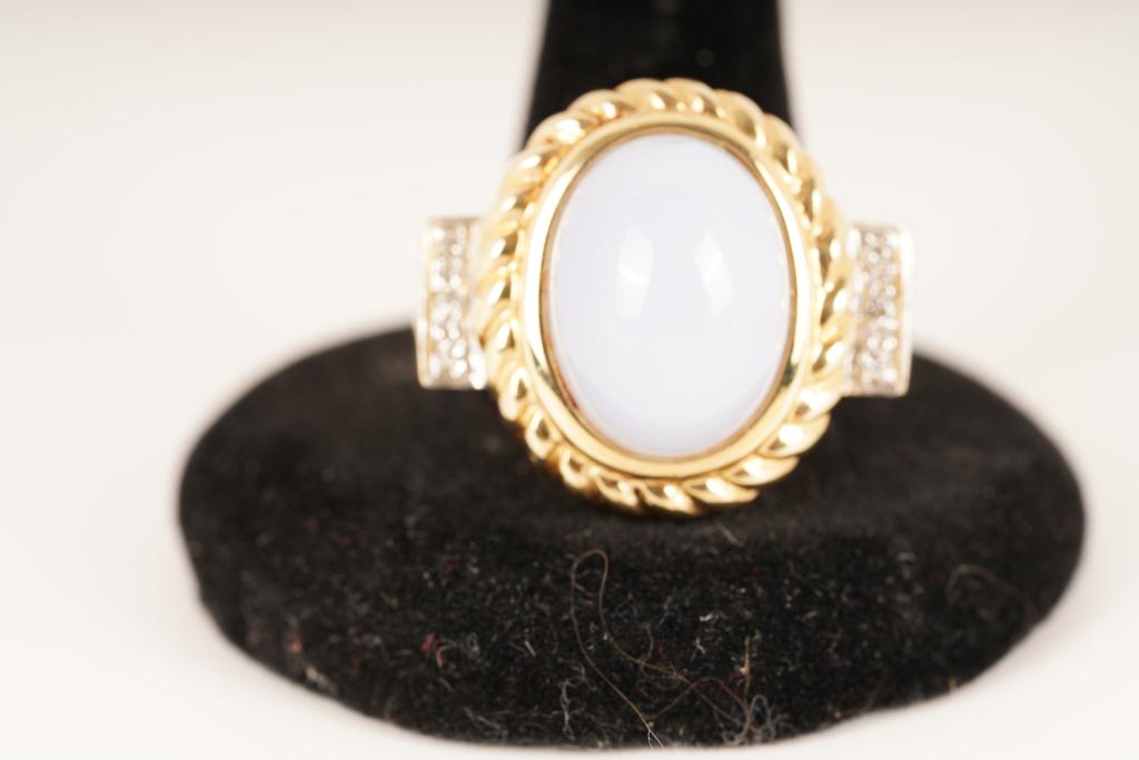 14K Gold Moon Stone Diamond Ring (1 of 8)