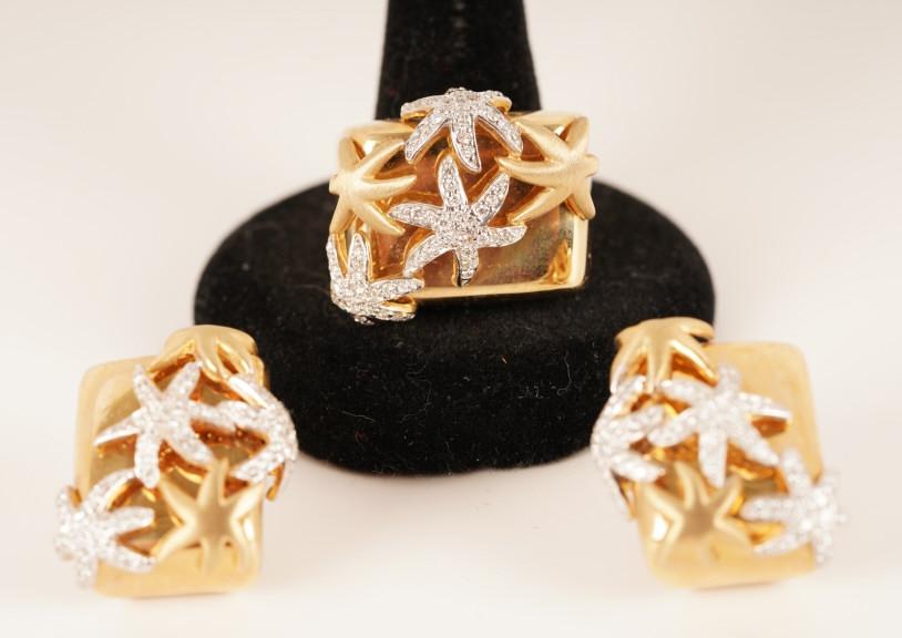 Sonia B 14K Gold Diamond Starfish Ring and Earrings (1 of 12)