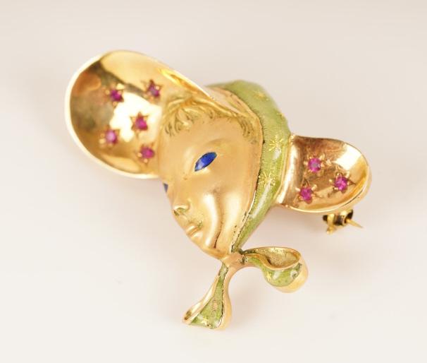 18K Gold Enamel Brooch (1 of 3)