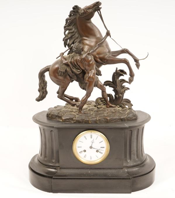 19thC French Bronze Slate Mantle Clock (1 of 8)