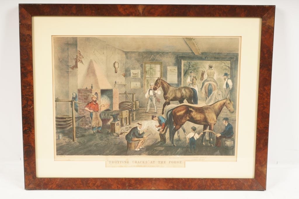 Courier and Ives Lithograph "Trotting Cracks" (1 of 7)