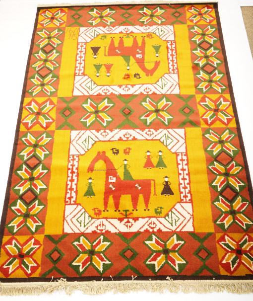 Danish MidCentury Ege Heritage Wool Rya Rug: Purchased new by an esteemed Boston retailer in the 1970's; stored securely since then. Never walked on, no fading, or wear of any kind. 100% wool rya; thick pile carpet