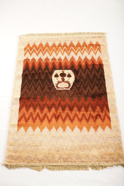 Danish MidCentury Ege Berber de Luxe Wool Rya Rug: Purchased new by an esteemed Boston retailer in the 1970's; stored securely since then. Never walked on, no fading, or wear of any kind. 100% wool rya; thick pile carpet
