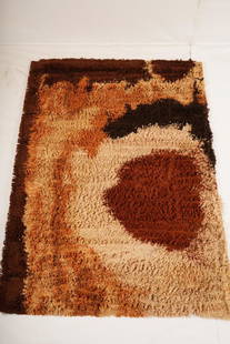 Danish Ege Rya Deluxe MidCentury Wool Rya Rug: Purchased new by an esteemed Boston retailer in the 1970's; stored securely since then. Never walked on, no fading, or wear of any kind. 100% wool rya; thick pile carpet