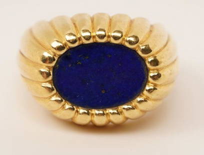 18K Gold and Lapis Lazuli Ring Swiss: See Picture of Appraisal; Size 6