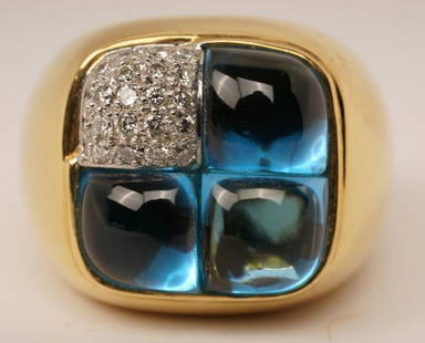 18K Gold Platinum Topaz Diamond Ring: See Picture of Appraisal; Size 5.75