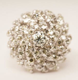 14K Gold Diamond Tiered Cluster Ring: See Picture of Appraisal; Size 4.75