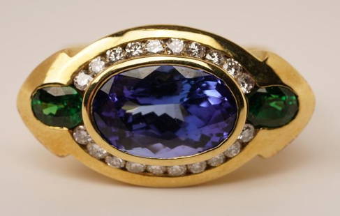 Cathleen Bunt 18K Gold Tanzanite Diamond Ring: See Picture of Appraisal; Size 4.75