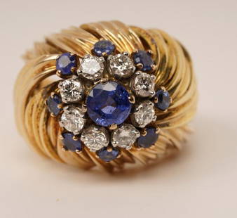 18K Gold Sapphire Diamond Ring: See Picture of Appraisal; Size 4.75
