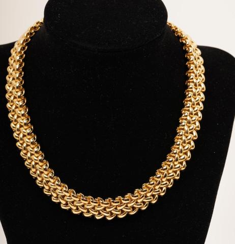 18K Gold Woven Link Necklace 120.6 grams NM (1 of 5)
