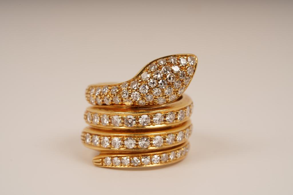 Fratelli Cantamessa 18K Gold Diamond Snake Ring (1 of 6)