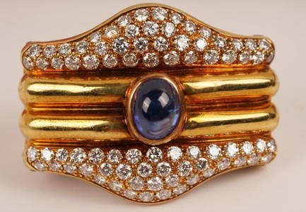 Chopard Diamond Sapphire 18K Slider Leather Cuffs
