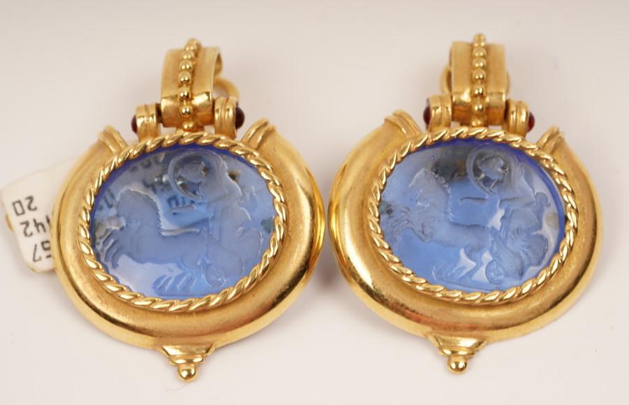 18K Gold Italian Intaglio Earrings (1 of 4)