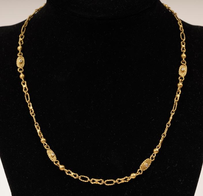 18K Gold JJ Marco Diamond Necklace 20.5g: 16"